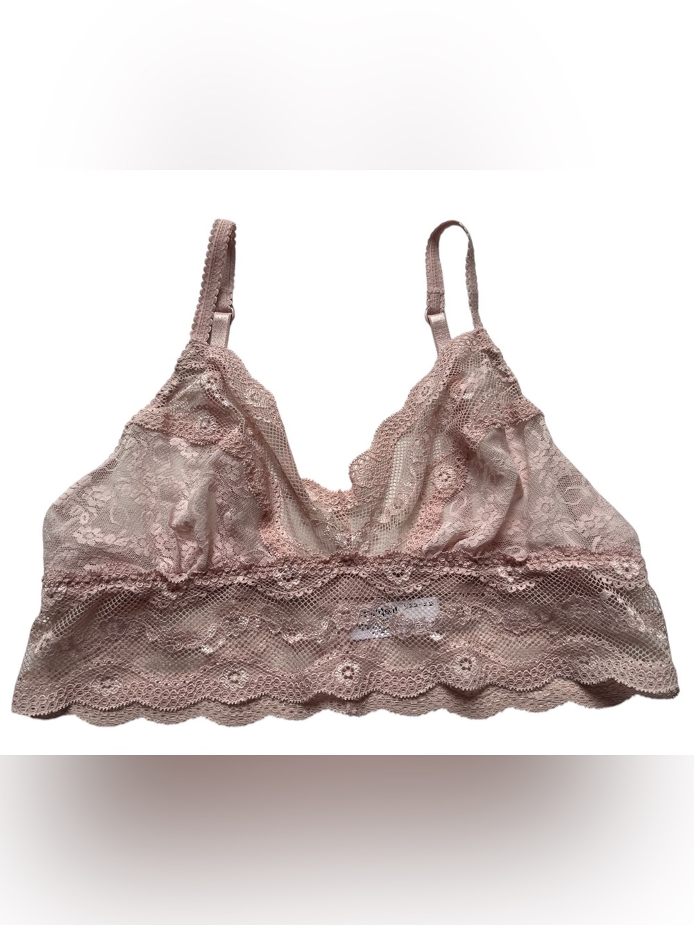 b.Tempt'd by Wacoal 910182 Lace Kiss Bralette Bra Women’s Medium Lt Pink Sheer